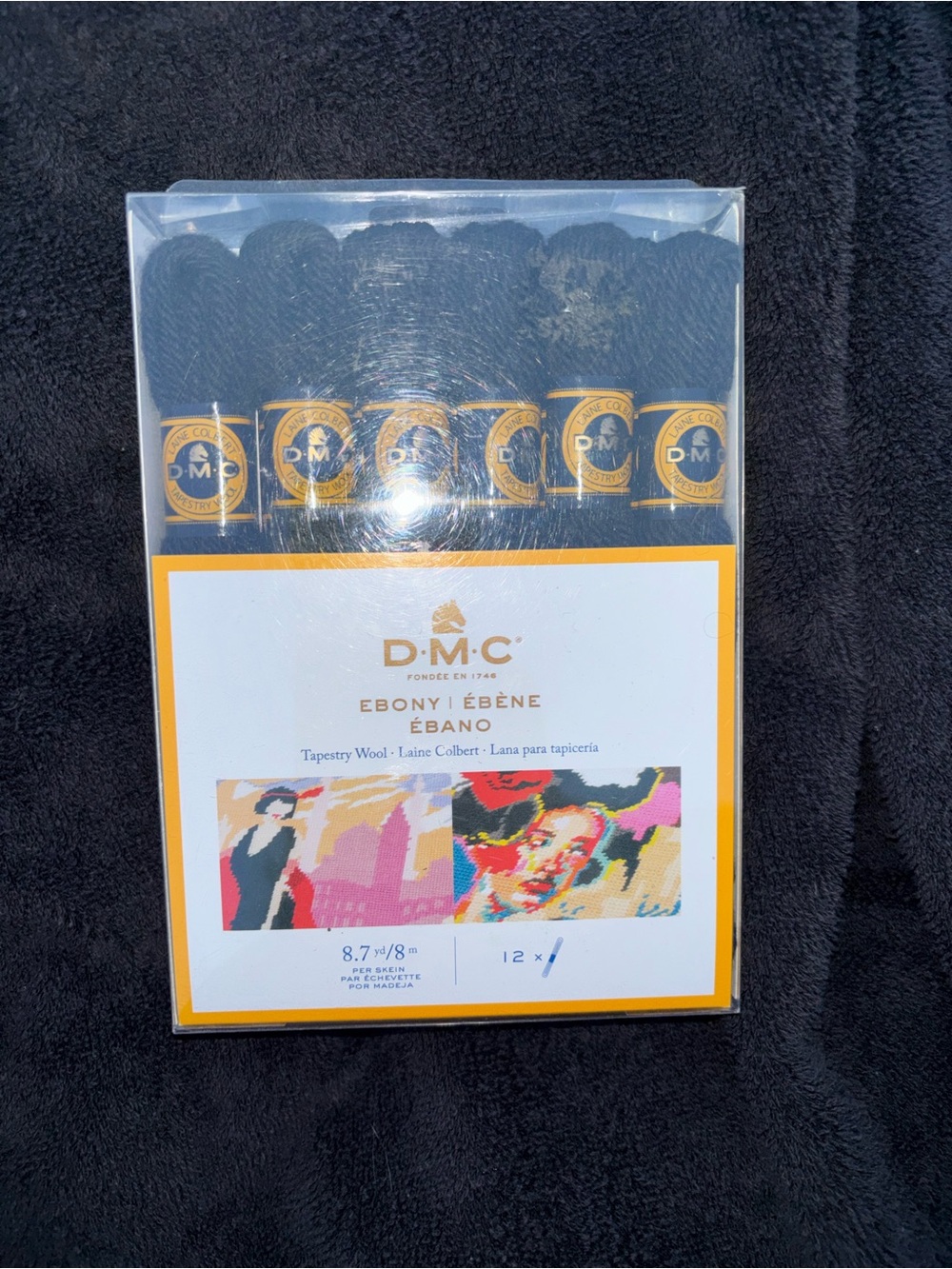 DMC Ebony Black Tapestry Wool - 12 skeins in unopened box